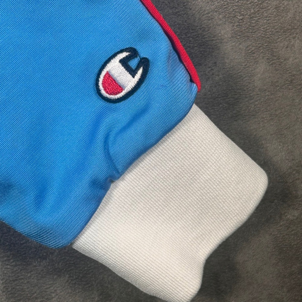 Champion Womens Blue Track Jacket Full Zip Crown Logo Tape Sleeve Small - Picture 7 of 10
